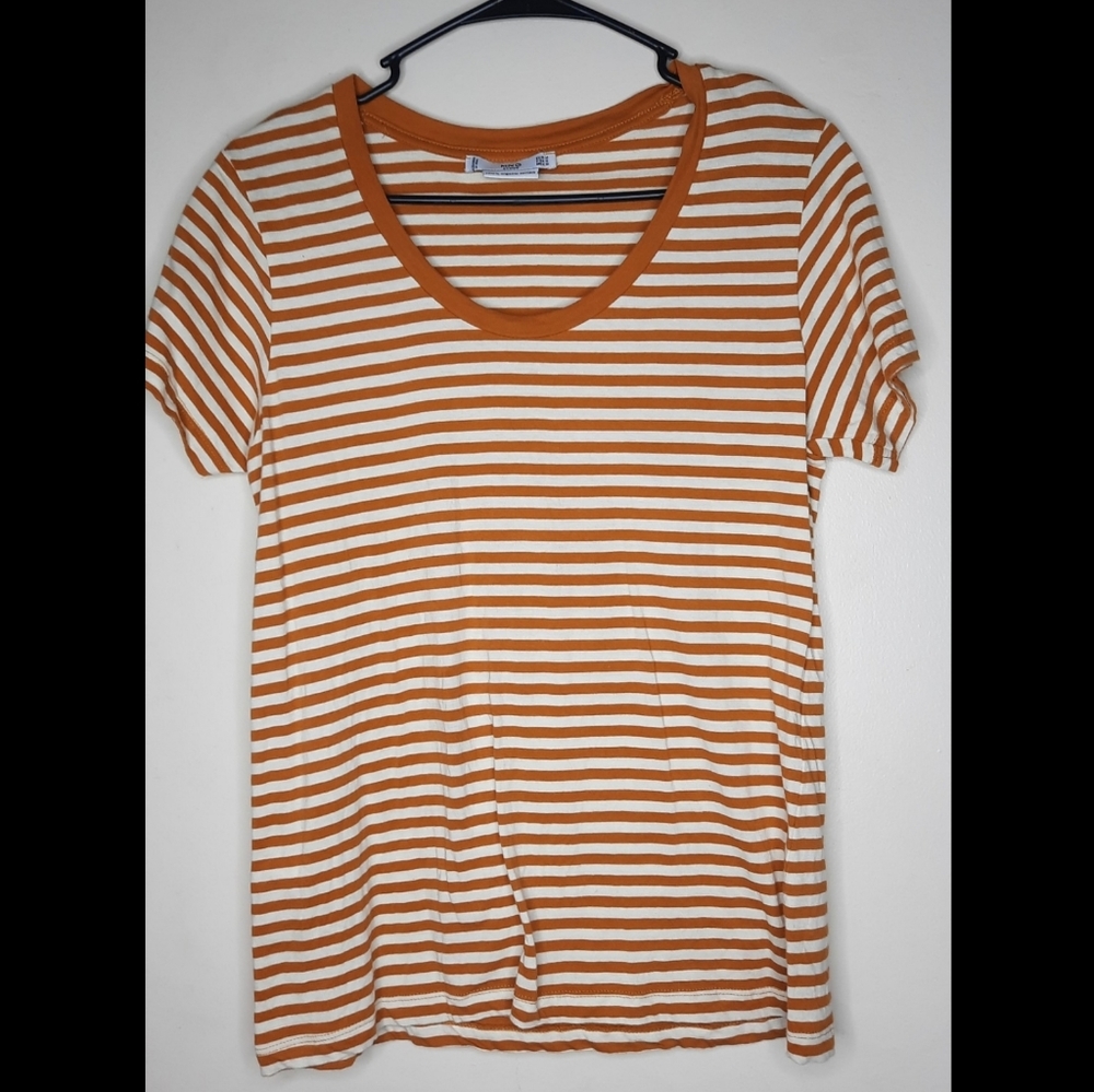 MNG Basics Women's Medium Orange Striped T-Shirt
